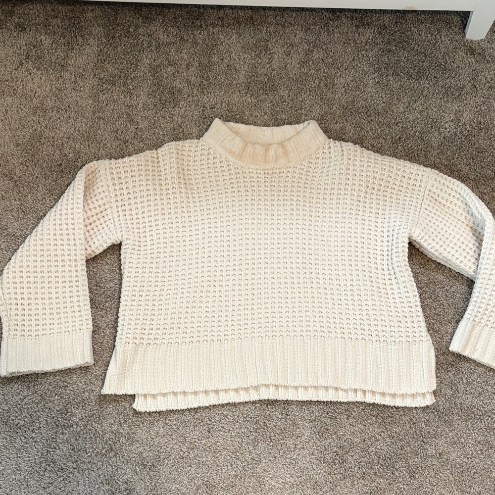 Altard State Women’s Dora Waffle-Knit Sweater- ivory- XS